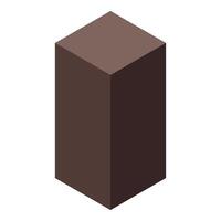 Brown cube standing on its base isometric object vector