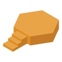 Empty hexagonal podium with stairs standing on white background vector