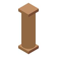 Brown ancient column standing on square pedestal vector