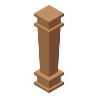 Brown square column standing on a pedestal isometric view vector