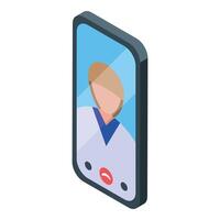 Doctor making video call using smartphone app vector
