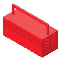 Red metallic toolbox isometric icon showing organizing and storing tools vector