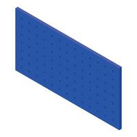 Blue pegboard display panel with square holes isometric view vector