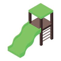Green playground slide with ladder providing fun and entertainment vector