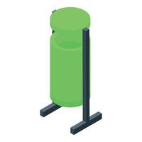 Green trash can standing open isometric view vector