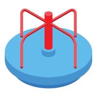 Blue and red roundabout standing still in isometric view vector