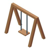 Wooden swing set hanging empty on white background vector