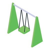 Empty green swing set standing on playground vector