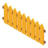 Yellow picket fence standing tall and strong in isometric view vector