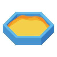 Blue hexagonal sandbox filled with sand for children playing vector