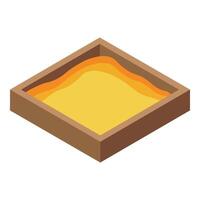 Square sandbox full of sand isometric icon vector