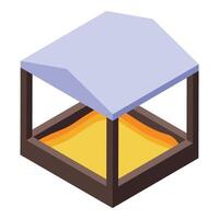 Sandbox with awning protecting from sun isometric illustration vector