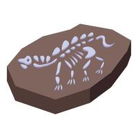 Dinosaur fossil imprint showing prehistoric animal skeleton vector