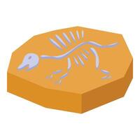 Dinosaur skeleton imprint fossil showing prehistoric animal vector