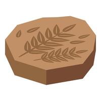 Brown sedimentary rock showing fern fossil imprint vector