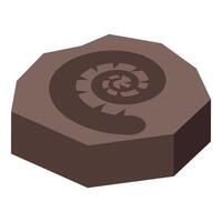 Ammonite fossil preserved in a stone showing spiral shape vector