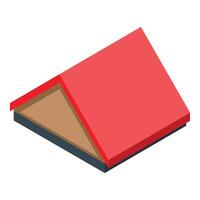 Red roof house top view with isometric projection vector