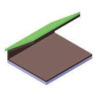 Eco friendly green roof protecting empty ground area isometric view vector