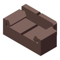Brown sofa with pillows in 3d isometric view vector