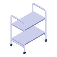 Medical cart with two shelves standing on wheels isometric view vector