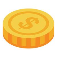 Big golden coin isometric style with dollar sign vector