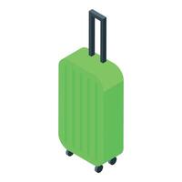 Green suitcase standing upright isometric illustration vector