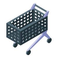Empty shopping cart standing on white background isometric view vector