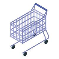 Empty shopping cart standing on white background vector