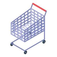 Empty shopping cart standing on white background vector
