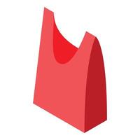 Red empty shopping bag standing in isometric view vector