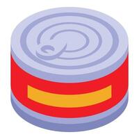 Closed tin can with pull ring preserving food isometric view vector
