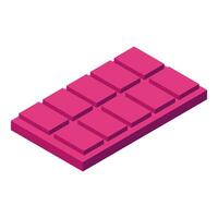 Pink chocolate bar with its wrapper partially open isometric view vector