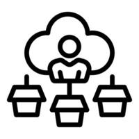 Businessman managing cloud computing network with connected devices vector