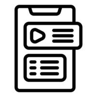 Mobile phone displaying streaming video platform interface with playback and menu options vector