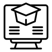 Online graduation ceremony showing virtual learning and achieving a degree vector