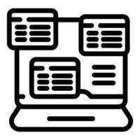 Developer building software with multiple windows open on laptop vector