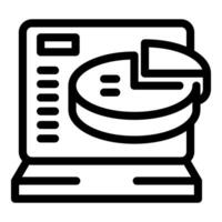 Laptop showing a pie chart representing data analysis vector