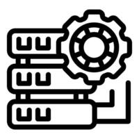 Web hosting server configuration with gear symbolising settings vector