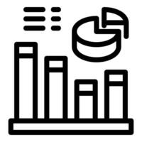 Graph showing market analysis with pie chart and bar chart vector