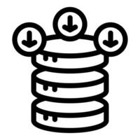 Data transferring to multiple servers icon showing downloading process vector