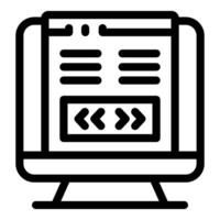 Computer showing website interface with arrows for scrolling vector