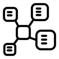 Decentralized network connecting blocks of data through a central hub vector