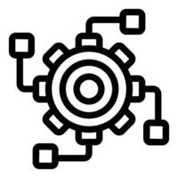 Gear connecting to data points representing seamless workflow vector