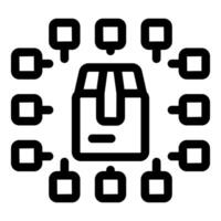 Parcel tracking system connecting delivery points icon vector