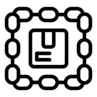 Blockchain technology securing a cardboard box representing supply chain security vector