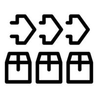 Multiple packages being shipped with arrows pointing right vector