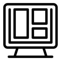 Computer showing website design interface with windows vector
