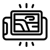 Smartphone projecting hologram image of mountain landscape vector