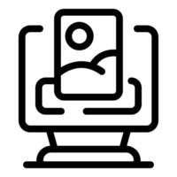 Computer displaying image editing software interface with landscape photo vector