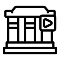 Online museum concept with building icon and play button vector